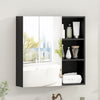Wall-Mounted Bathroom Cabinet w/2 Mirror Door&5 Shelve 65x17x65cm Black