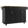 Rolling Kitchen Island W/Drop Leaf Countertop Storage Cabinet Trolley 4 Doors