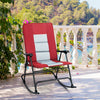 Foldable Rocking Chair Oversized Camping Rocking Chair Padded Lawn Chair Red