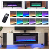 70'' TV Stand Cabinet, 36'' Electric Fireplace Media Entertainment LED RGB Light