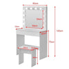 White Dressing Table Set with Mirror LED Light Makeup Table Bedroom Vanity Table