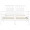 Gecheer Bed Frame with Headboard White 140x190 Solid Wood Bed Frame Q4Z9