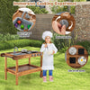 Kids Movable Mud Kitchen Outdoor Mud Kitchen Playset w/ 2 Rolling Wheels