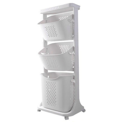 3 Tier Laundry Basket Trolley Storage Cart Mobile Washing Clothes Sorter Hamper