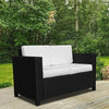 2 Seater Rattan Sofa, Padded Cushion, All-Weather Wicker Garden Loveseat