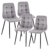 Dining Chairs Set of 4 Velvet Soft Padded Metal Legs Grey Kicthen Home Chair