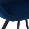 2Pcs Blue Dining Chairs Velvet Padded Seat Dining Room Chair Modern Metal Legs