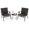 3 Piece Patio Bistro Rattan Furniture Set with 2 Armchair and Table