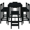 7 Piece Garden Bar Set Black Solid Wood Pine