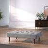 Grey Fabric Sofa Bed 2 Seater Sleeper Sofa Padded Spring Seat Walnut Wooden Legs