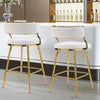 Set of 2 Breakfast Bar Stools Fabric Padded Bar Chairs Seat Kitchen Pub Stool