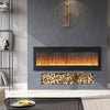 Black Glossy Tempered Glass Panel Electric Fireplace Inset/Wall Mounted/12 Flame
