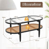 Living Room Table 2-Tier Coffee Table with Storage & Acacia Wood Frame-Black
