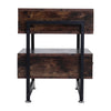 Retro 2 Drawer Chic Nightstand Bedside Cabinet Wooden Storage Table Metal Frame
