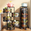 6 Tier Kitchen Rotating Storage Trolley Cart Utility Vegetable Mobile Shelf Rack