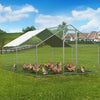 4X3X2m Walk In Chicken Run Galvanized Chicken Coop Hen House w/ Apex Roof Hutch