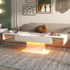 White High Gloss Coffee Table with LED RGB Lights 2 Drawer Storage Living Room