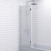 Modern Bathroom Bath Shower Screen 2 Section Square Chrome 1000mm Reversible 6mm