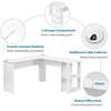 Corner Computer Table Laptop Home Study Wrokstation Desk Storage Shelves White