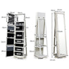 360 Rotating Mirrored Jewelry Cabinet Free Standing Jewelry Armoire With Lock