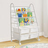 Mobile Children Kids Book Rack Shelf Sling Storage Baskets Organizer Bookcase UK