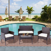 4 Piece Black Rattan Garden Furniture Set Outdoor Table Chairs Sofa Conservatory