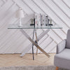 Glass Console Table with Clear Tempered Glass and Chrome Cross Leg Design 120cm