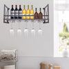 Wall Mounted Wine Rack Gin Shelf Rack Bottle 5 Glass Holder Home Bar 1 Layer