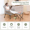 Modern Upholstered Leisure Sofa Armchair Reading Chair w/Footrest-Grey