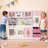 Kids Kitchen Playset Interactive Toy Kitchen & Refrigerator Set-Pink