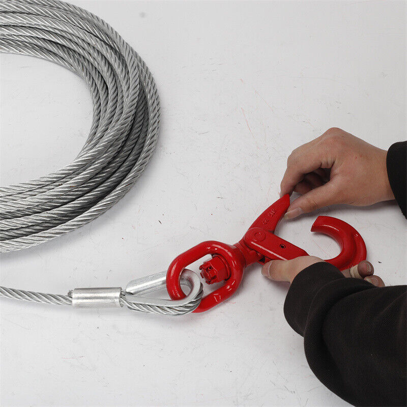 Winch Rope Steel 10mm x 10m/20m Steel Winch Cable Winch Wire Rope With Swivel Self Lock ...