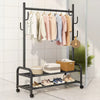 Black Metal Clothes Rail Rack Garment Stand Corner Open Wardrobe with Shelf