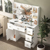 White Dressing Table Stool Vanity Set Makeup Desk 5 Drawers with Sliding mirror