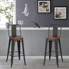 2x Bar Stools Retro Breakfast Kitchen Bar High Chairs MDF Seat Metal Legs Dining