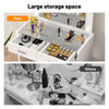 Glass Top Dressing Table Makeup Desk Vanity Set with LED Mirror & Stool Ptbypyld