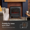 Electric Stove Heater 1850W Freestanding Fireplace LED Flame Log Effect Black