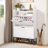 Wooden Shoe Cabinet with 2 Flip Drawers & Shelves, Entryway Storage Unit 117cm