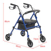 Lightweight Foldable Aluminium Rollator Walking Frame Wheeled Walker Padded Seat