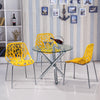 Round Glass Dining Table Cross Chrome Legs Home Kitchen Shop Office Furniture