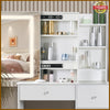 Dressing Table with Mirror Drawer Light Makeup Vanity Desk Open Shelves Bedroom