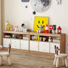 Multifunctional Display Cabinet Toy Storage Organizer w/2 Drawers-Natural