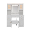 White Vanity Makeup Desk Stool Set With LED Lights Mirror Drawers Dresser Table