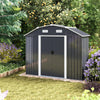 XL Large Metal Garden Shed Apex Roof With Foundation Storage House 7.5X4FT Black