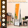 Mobile Jewelry Cabinet Floor Standing Lockable Jewelry Armoire Organiser-White