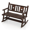 Outdoor Carbonized 2-Seat Wood Rocking Bench Garden Double Rocking Chair