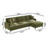 Olive Green Velvet Right Hand 4 Seater Corner Sofa - Payton SOF146