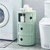 Round ABS Cylinder Cabinet Cupboard Drawer Storage Unit Bathroom Bedroom Stand