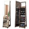 360° Rotating Jewelry Armoire Lockable Standing Jewelry Organizer Cabinet w/Mirr