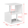 High Gloss Side End Table Storage Shelves Bedside Table 2 Tier White LED S-Shape