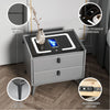 LED Bedside Table 2 Drawers Cabinet Charging Station Nightstand Storage Grey